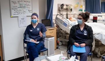 Nursing students in the Nursing Simulation Lab