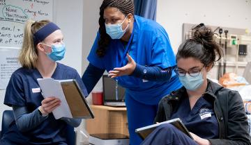 Nursing students in the Nursing Simulation Lab