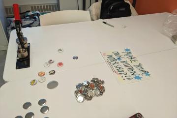 Buttons on table in Maker Space