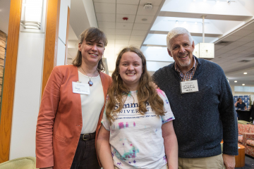 A family with their student during Alumnae, Family, and Friends Weekend