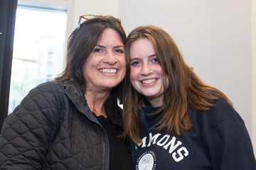 A mother with her student during Alumnae, Family, and Friends Weekend