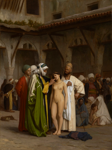 Painting: The Slave Market, by Jean-Léon Gérôme, French, 1866.