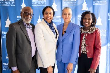 Dr. Roberto Ifill, Dean Ammina Kothari, Dr. Sharon Malone, and President Lynn Perry Wooten at the 2025 Ifill Forum, photograph by Ashley Purvis