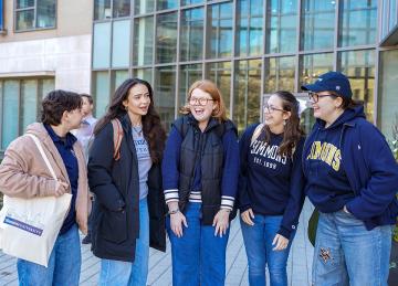 Students outside of Drinan Hall