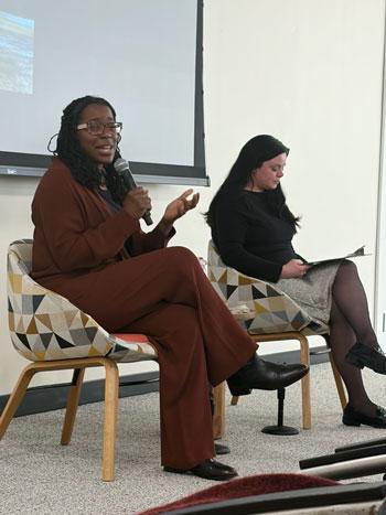 Harvard Professor Tiya Miles and Assistant Teaching Professor Cait Parker in discussion, photograph by Julia Raiani.