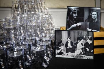 A collection of archival photos from women's college events