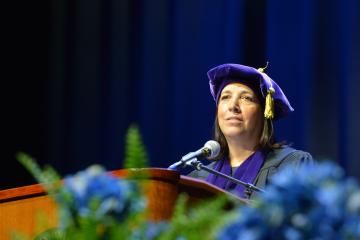 Lieutenant Governor Kim Driscoll speaking at the 2026 Simmons University Commencement ceremony