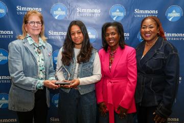 Senator Joan B. Lovely, Syeda Anas '26, President Lynn Perry Wooten, and Dr. Rachel Deleveaux, photograph by Bella Yee '24