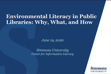 Environmental Literacy in Public Libraries: Why, What, and How