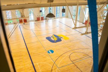 The gymnasium in the LLC as seen from above.
