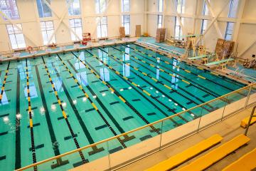 The view of the Simmons pool from the spectator area in the balcony.