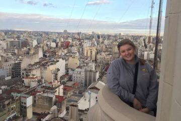 Courtney LeBlanc looking over a city while studying abroad.