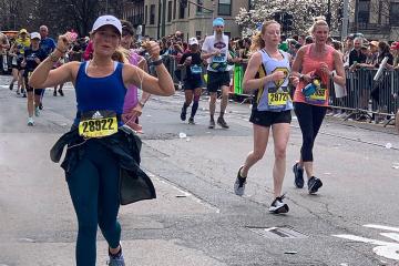 Ella Cornu running the Boston Marathon