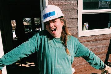 Kat Reidl on a worksite during Alternative Spring Break