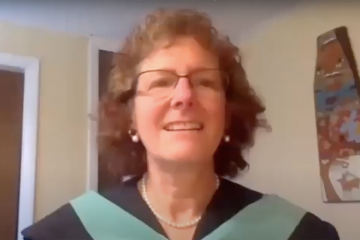 Professor Randi Lite while giving her 2020 Commencement address.