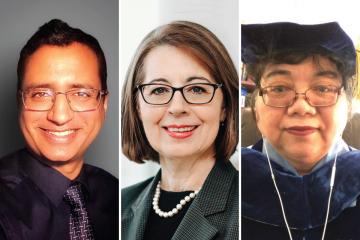 Headshots of Naresh Agarwal, Sanda Erdelez and Rong Tang