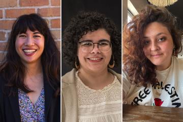 Spectrum Scholarship Recipients Maria Lee ’23, Marian Candelaria ’23, and Caitlin Abadir-Mullally ’23