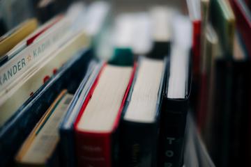 Close-up of Books on a shelf