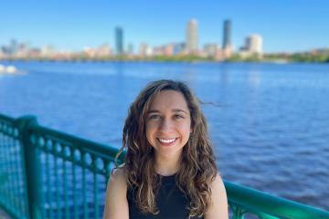 Monica Alves with Boston skyline in the far background