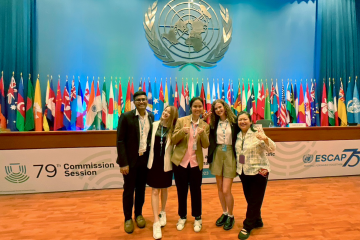 Lauren Murphy (2nd from right) with a group of UN interns and staff at the 79th Commission Session