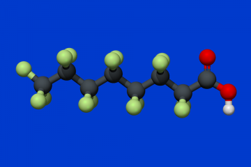 A model of a Perfluorooctanoic acid molecule.