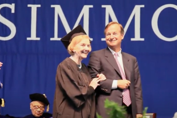  Jane Bergwall Shattuck '48 walks at the 2012 commencement ceremony