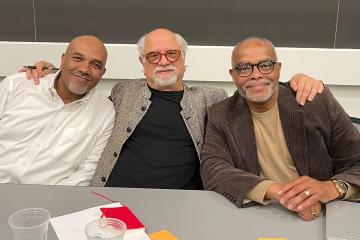 Professor Sheldon George, Professor Homi K. Bhabha, and Assistant Professor Patrick Sylvain