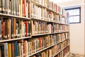 Library books on a shelf