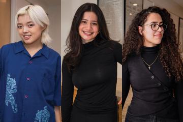 A collage of photos: Gina Gawargi ’27, MJ Vasquez ’26, and Fuma Iwakura ’27