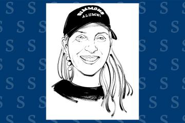 A black and white illustration of Libby Lassiter