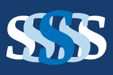 The large Simmons 'S' displayed in medium blue, light blue, and white, on a dark blue background