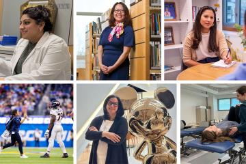 A collage of Simmons alumnae/i in their career settings