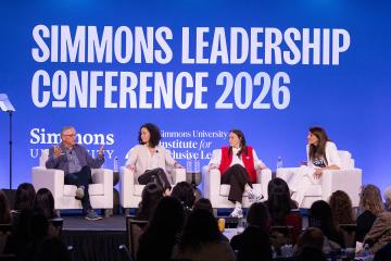 Walter Jones, Amina Bulman, Susie Piotrkowski, and Justine Pouravelis at the 2026 Simmons Leadership Conference