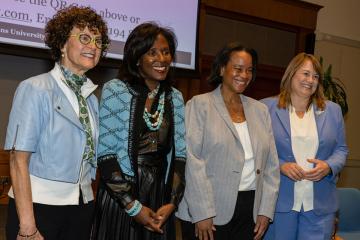 Four panelists who participated in the Women's College Coalition event
