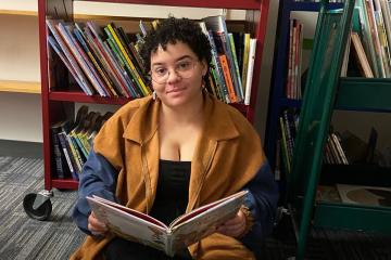 Rosie Lopolito in the Children's Literature "book nook"