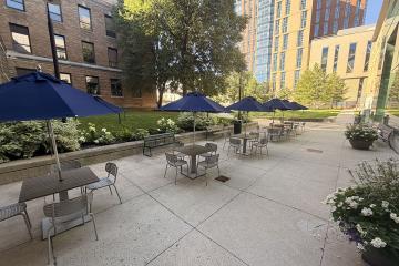 The Kotzen Patio with the Living and Learning Center in the background