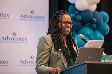 Advocates president and CEO Regina Marshall speaking at a recent Advocates event.