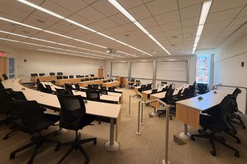A standard lecture hall at Simmons University