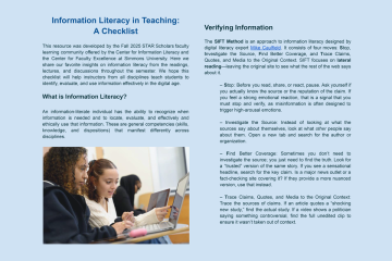 Cover of Information Literacy in Teaching: A Checklist PDF
