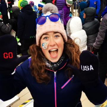 Lindsey Sumpman cheering at the Olympics