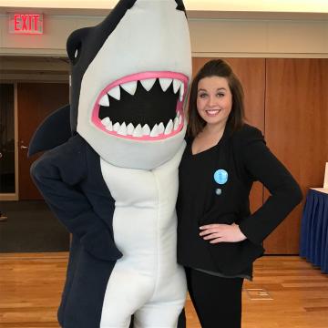 Maggie Belfi with Stormy the shark