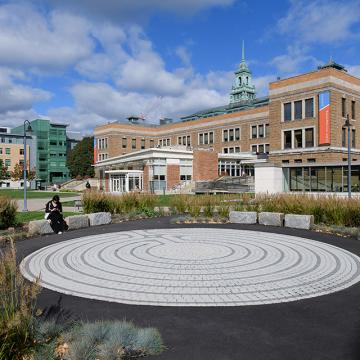 Main College Building with the labyrinth