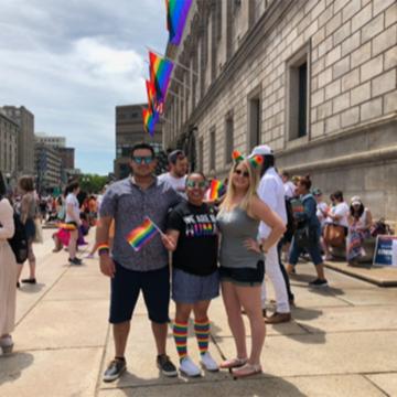 Sharalis attending the 2018 Pride Parade with the V.A. and her classmates from Simmons. 
