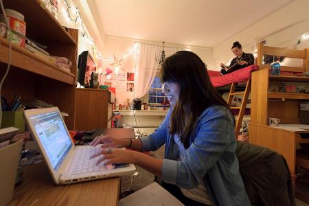 Students in a dorm room