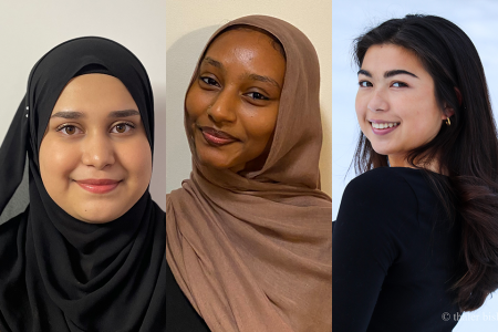 A composite photo of Maleehah Africawala ’25, Fayza Beshir ’25, and Emily Douglas ’25 