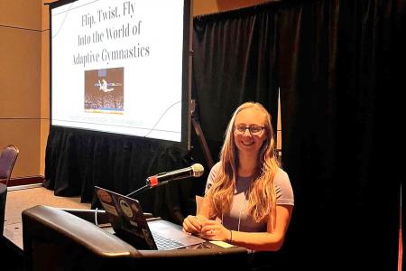 Caroline Aspinwall ’24 presenting research at the New England chapter of the American College of Sports Medicine (NEACSM) conference