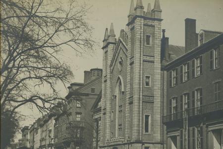 The Simmons family “mansion” on 133 Tremont Street, circa 1865, courtesy of Simmons University Archives.