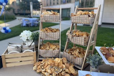 Food setup by Simmons catering for an outdoor event