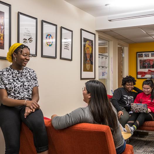 Students sitting together in the Multicultural Center