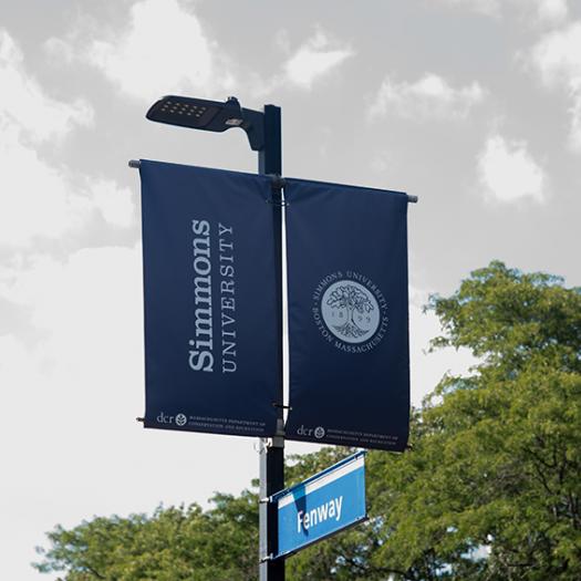 Simmons signage around campus